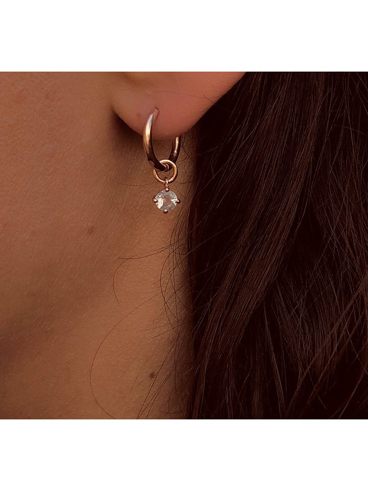 Les Petites Précieuses Pozłacane kolczyki-kreole z kwarcem rozmiar: onesize