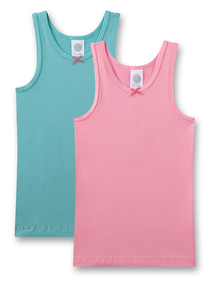 Sanetta Podkoszulki (2 szt.) w kolorze błękitnym i jasnoróżowym rozmiar: 104