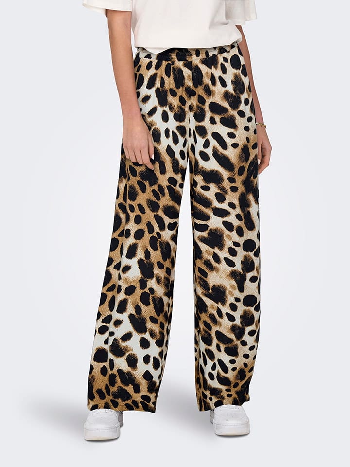 JDY Spodnie w kolorze jasnobrązowo-czarnym rozmiar: 38/L32