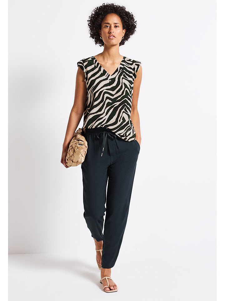 Street One Koszulka w kolorze biało-beżowo-ciemnozielonym rozmiar: 44