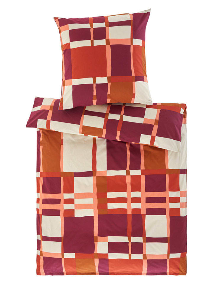 heine home Komplet pościeli renforcé w kolorze czerwono-pomarańczowym rozmiar: 155x220 cm