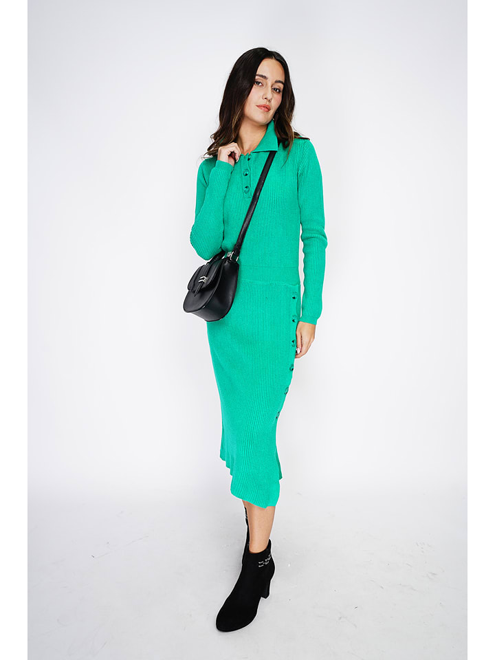 ASSUILI Sukienka dzianinowa w kolorze zielonym rozmiar: 38