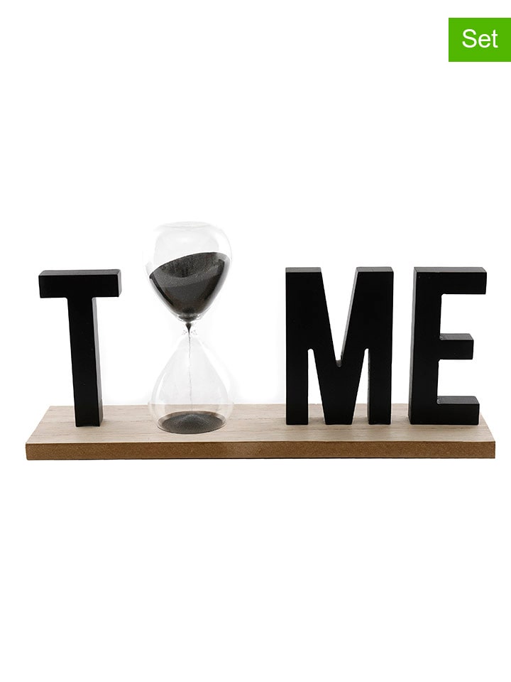 SiL Interiors Figurki dekoracyjne (2 szt.) "Time" w kolorze czarnym - 32 x 12 x 8 cm rozmiar: onesize