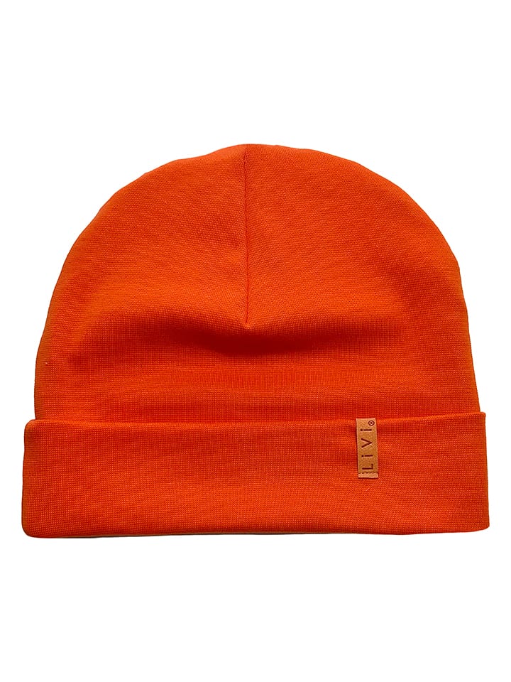LiVi Czapka beanie "Orange" w kolorze pomarańczowym rozmiar: 48-52 cm