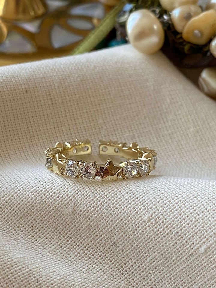 Luseera Pozłacany pierścionek z cyrkoniami rozmiar: onesize