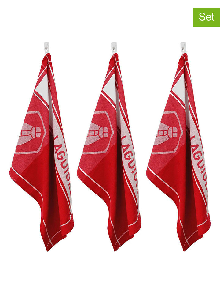 Laguiole Ściereczki (3 szt.) w kolorze czerwonym do naczyń - 70 x 50 cm rozmiar: onesize