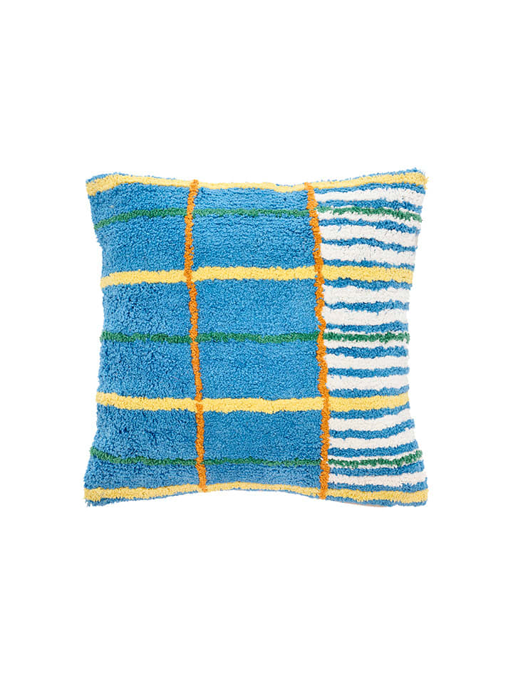 Villa Collection Poduszka "Styles" w kolorze niebiesko-żółto-kremowym - 45 x 45 cm rozmiar: onesize