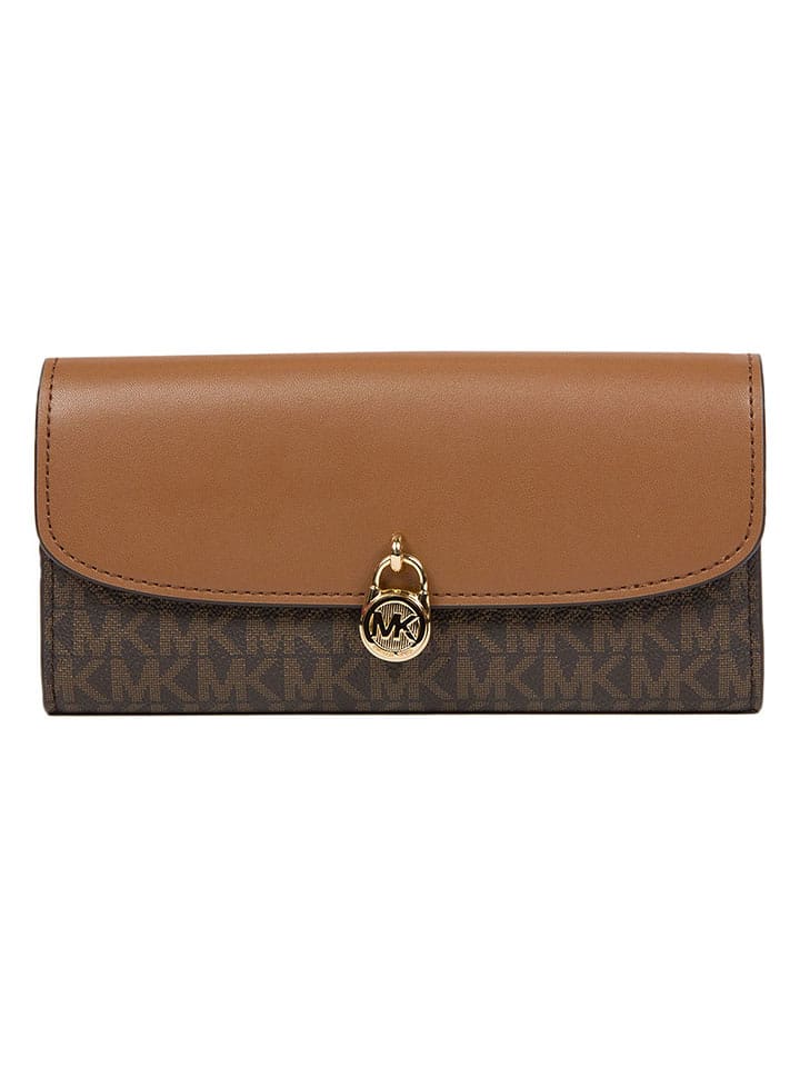 Michael Kors Skórzany portfel w kolorze ciemnobrązowo-karmelowym - 19 x 10 x 3 cm rozmiar: onesize
