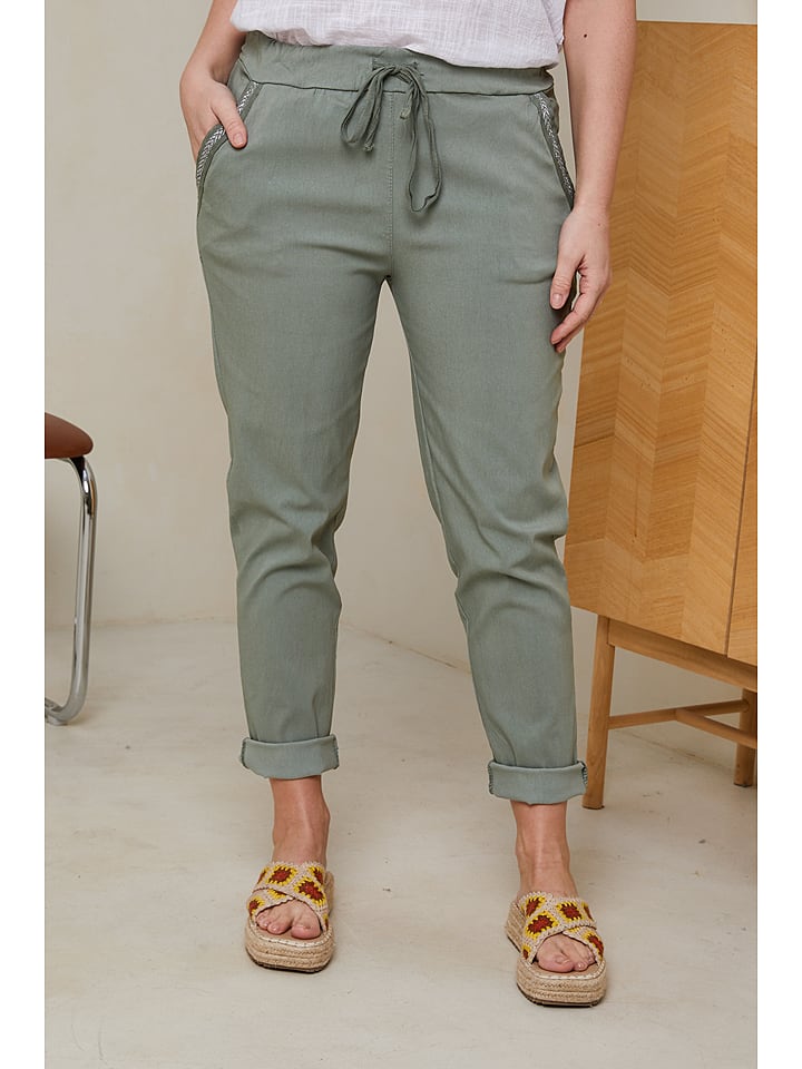 Curvy Lady Spodnie w kolorze zielonym rozmiar: 44/46