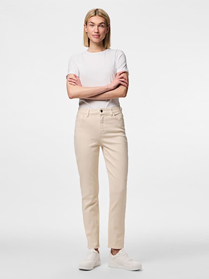 Pieces Dżinsy - Tapered fit - w kolorze beżowym rozmiar: W27/L30