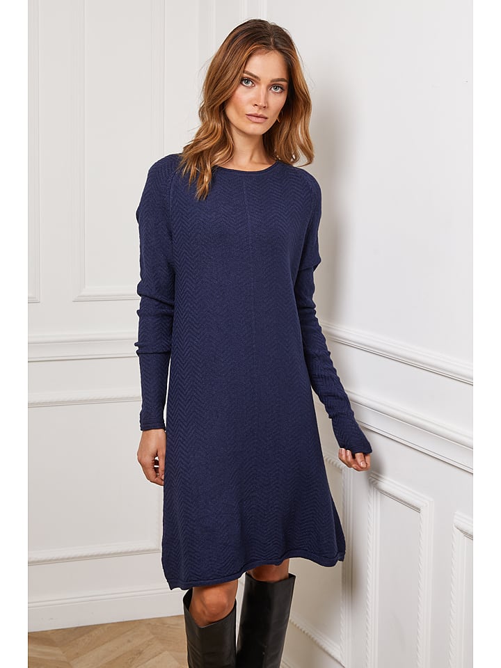 So Cachemire Sukienka dzianinowa "Groland" w kolorze granatowym rozmiar: L