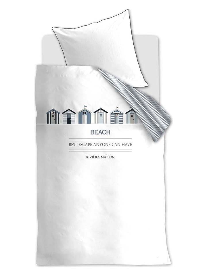 Rivièra Maison Komplet pościeli "Beach Cottage" w kolorze biało-granatowym rozmiar: 200x200 cm