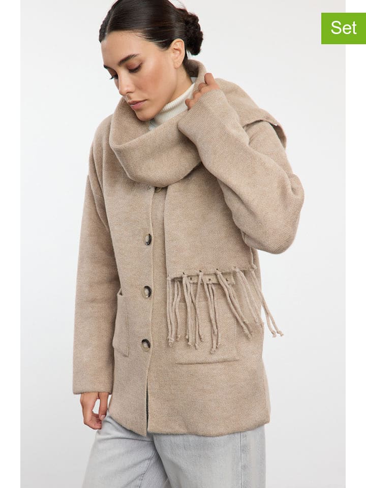 trendyol 2-częściowy zestaw w kolorze beżowym rozmiar: L