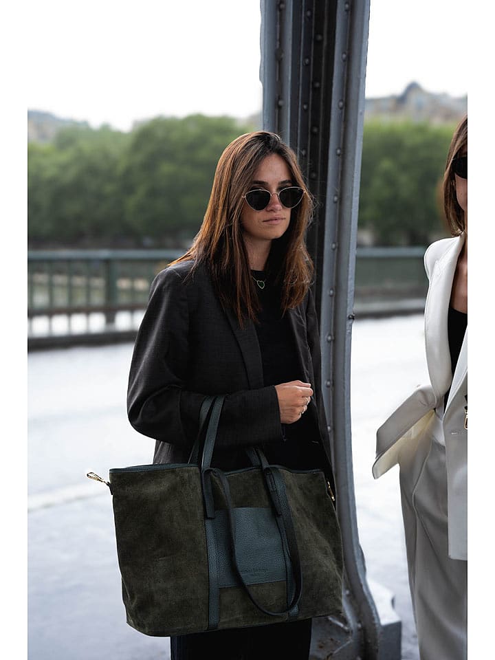 maison héritage PARIS Skórzany shopper bag "Malta" w kolorze ciemnozielonym - 52 x 31 cm rozmiar: onesize