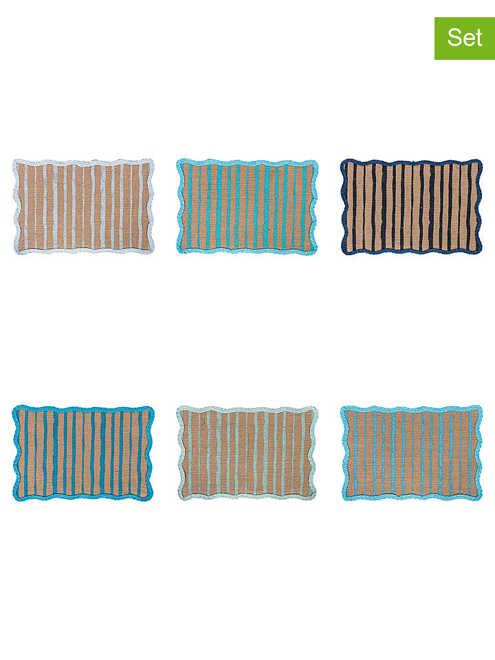 Villa d´Este Podkładki stołowe (6 szt.) w kolorze niebiesko-jasnobrązowym - 29 x 43,5 cm rozmiar: onesize