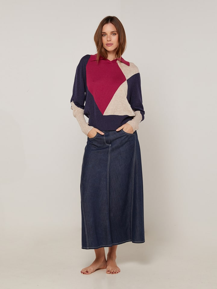 Rodier Sweter w kolorze granatowo-czerwono-beżowym rozmiar: M