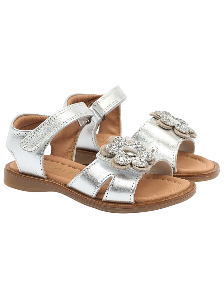 POM POM Skórzane sandały w kolorze srebrnym rozmiar: 30