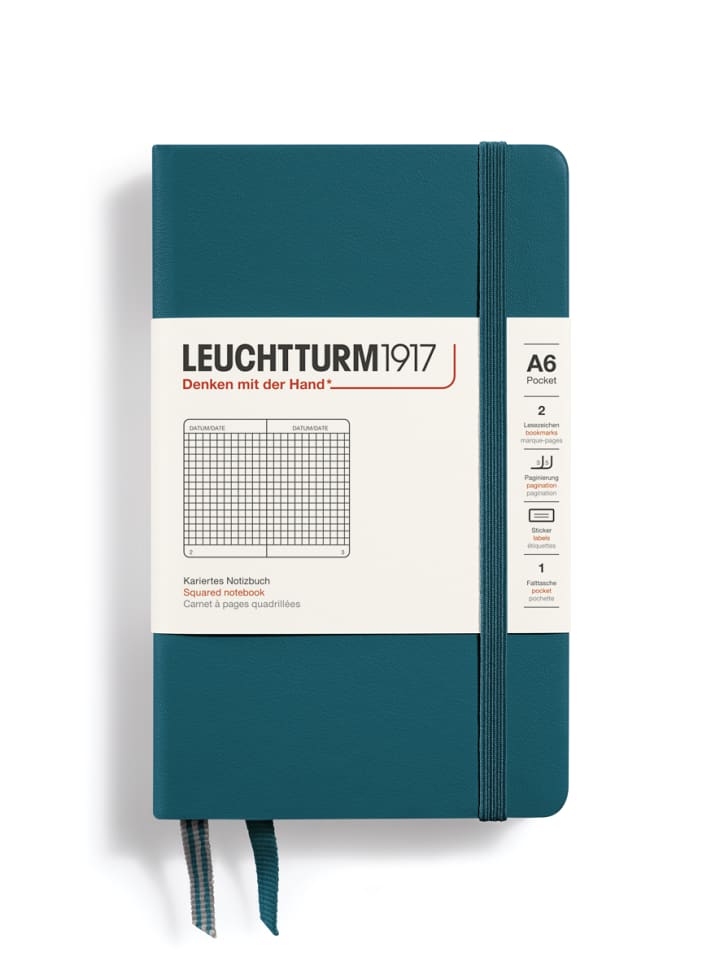LEUCHTTURM1917 Notatnik w kolorze morskim w kratkę - A6 rozmiar: onesize
