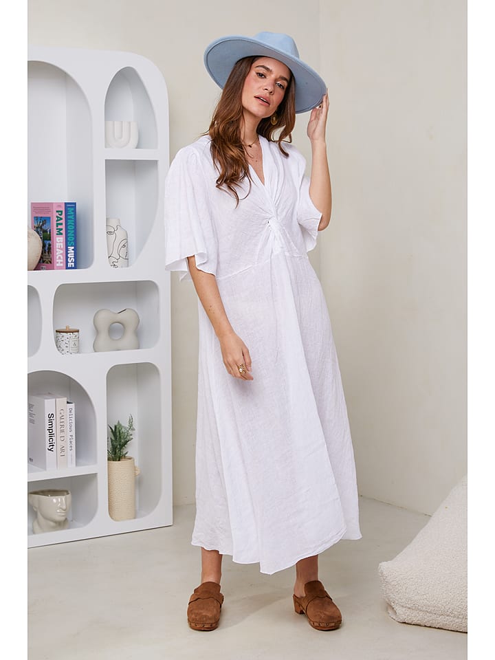 Le Monde du Lin Lniana sukienka w kolorze białym rozmiar: 36/38