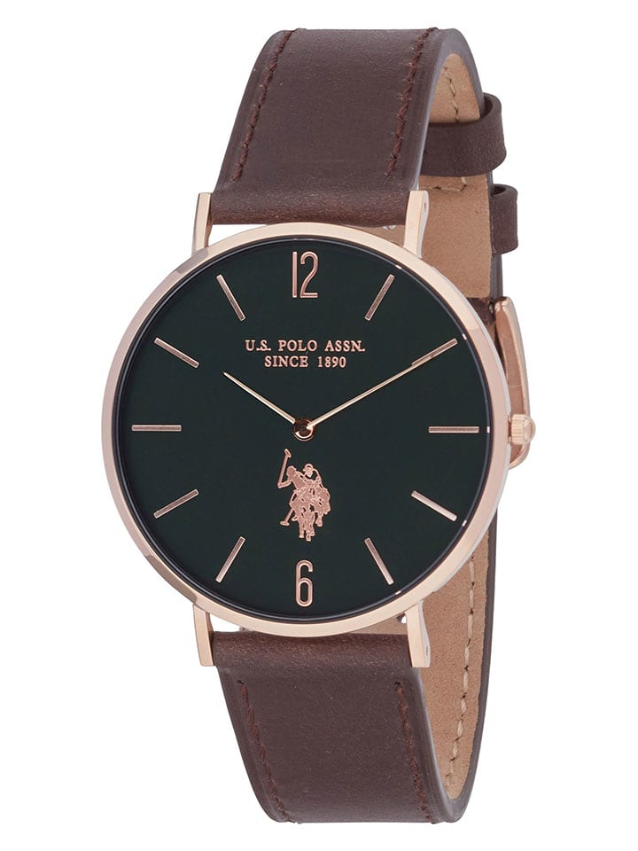 U.S. Polo Assn. Zegarek kwarcowy w kolorze różowozłoto-ciemnozielono-brązowym rozmiar: onesize