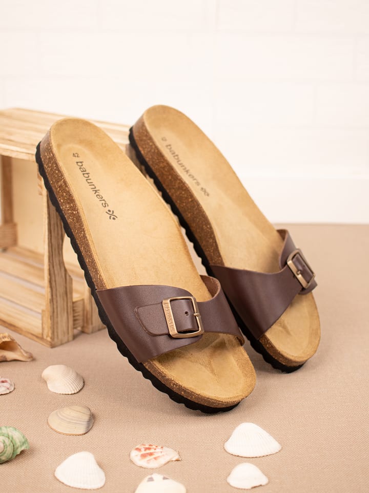 BABUNKERS Family Skórzane klapki w kolorze brązowym rozmiar: 42