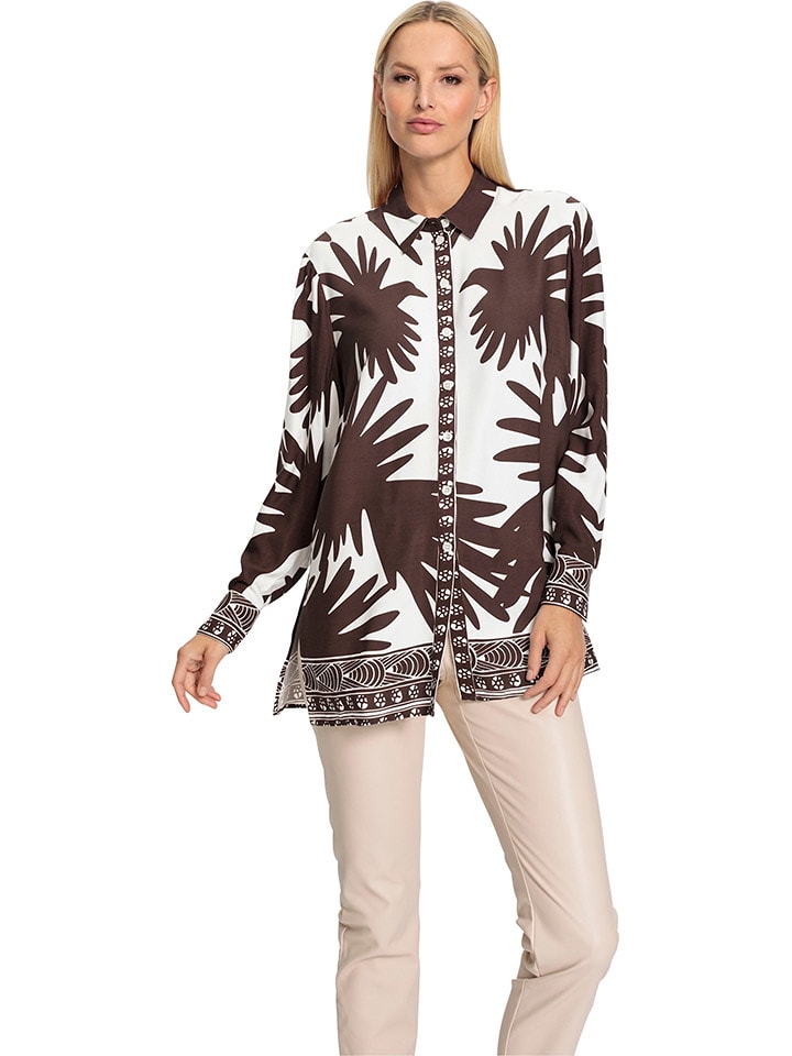 Heine Koszula w kolorze biało-brązowym rozmiar: 36