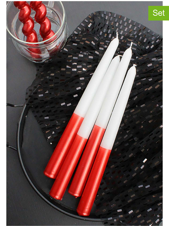 Lucky Bees Świece (4 szt.) w kolorze biało-czerwonym - 4x 65 g rozmiar: onesize