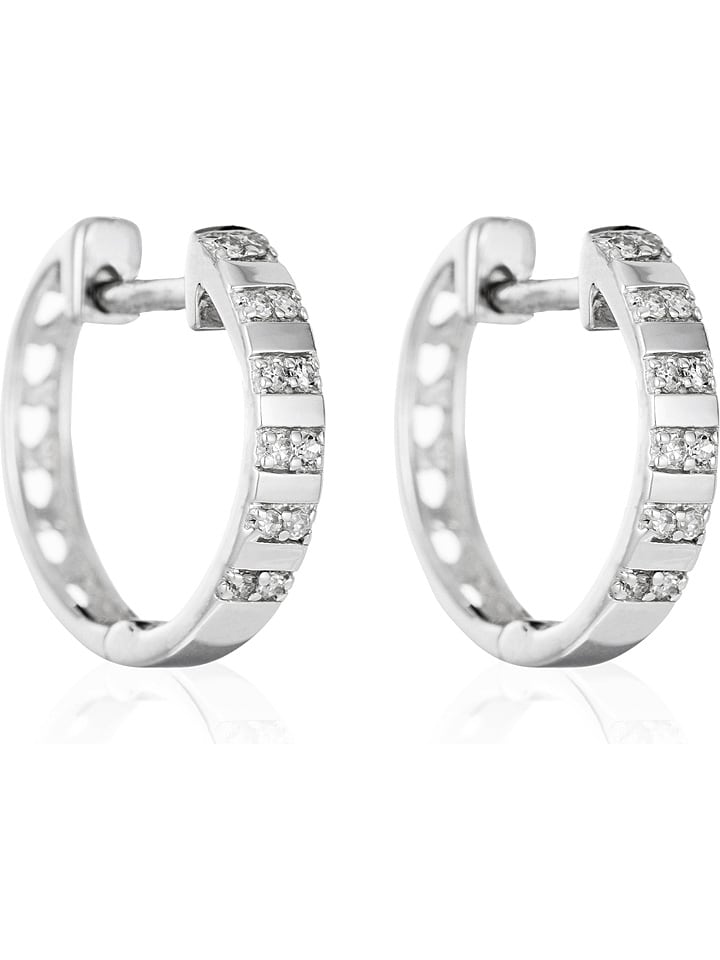 DIAMANTA Złote kolczyki-kreole "Linéa" z diamentami rozmiar: onesize