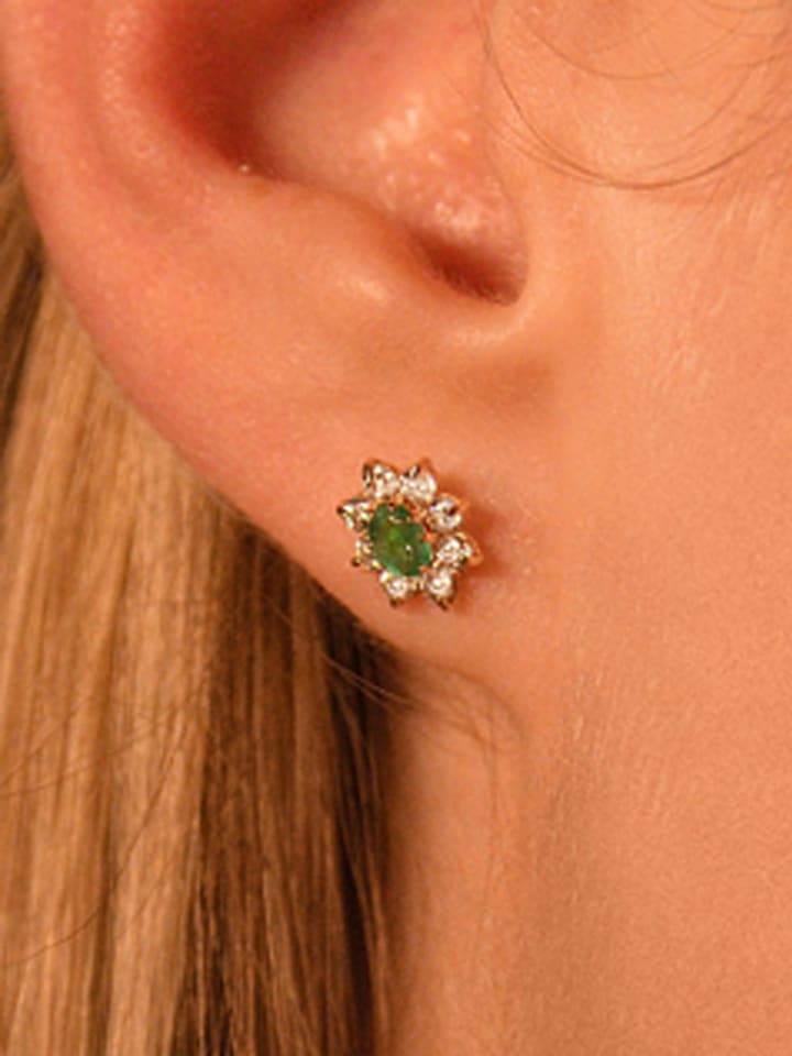 OR ÉCLAT Złote kolczyki-wkrętki "Marguerite Emeraude" ze szmaragdami rozmiar: onesize