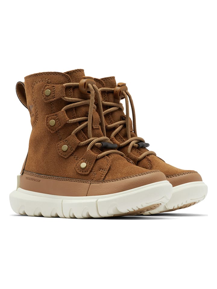 Sorel Skórzane kozaki zimowe "Explorer Lac" w kolorze jasnobrązowym rozmiar: 31