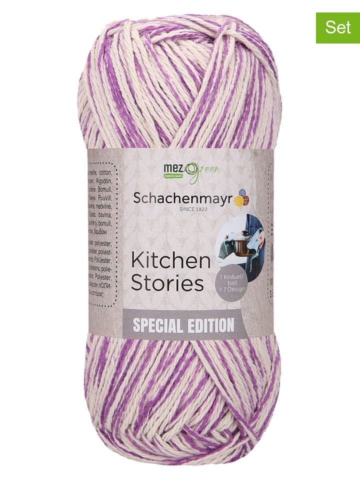 Schachenmayr since 1822 Mieszana przędza bawełniana (5 szt.) w kolorze fioletowo-kremowym - 5 x 100 g rozmiar: onesize