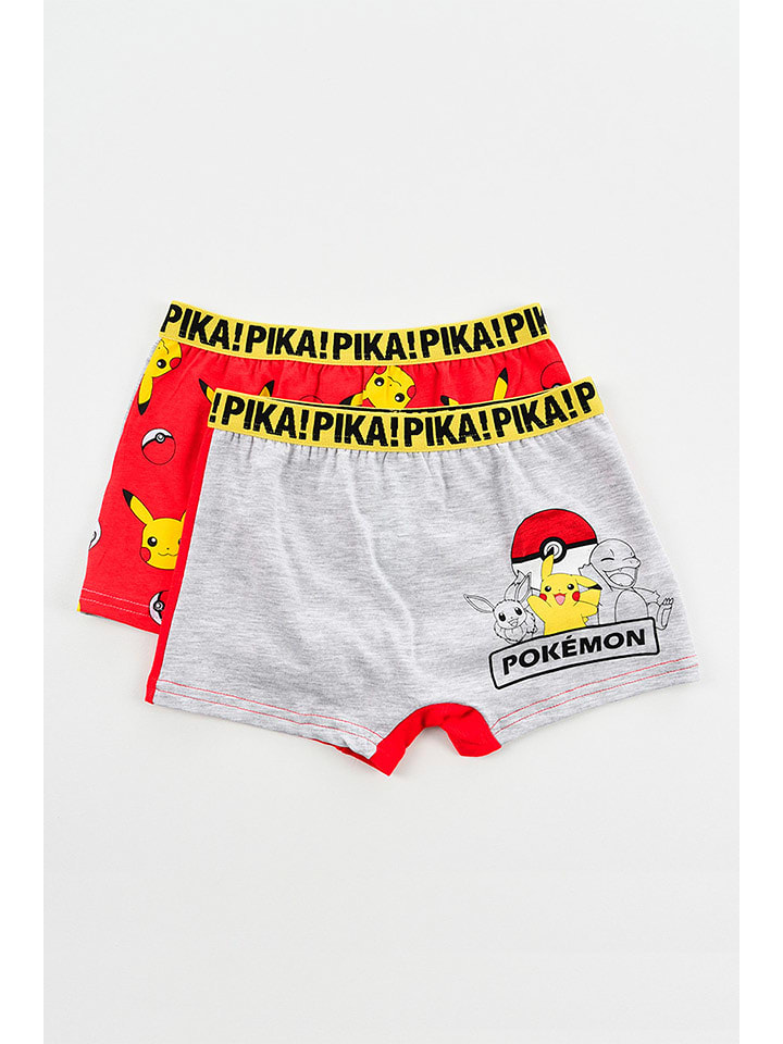 Pokémon Bokserki (2 pary) "Pokemon" w kolorze czerwono-szarym rozmiar: 104/110