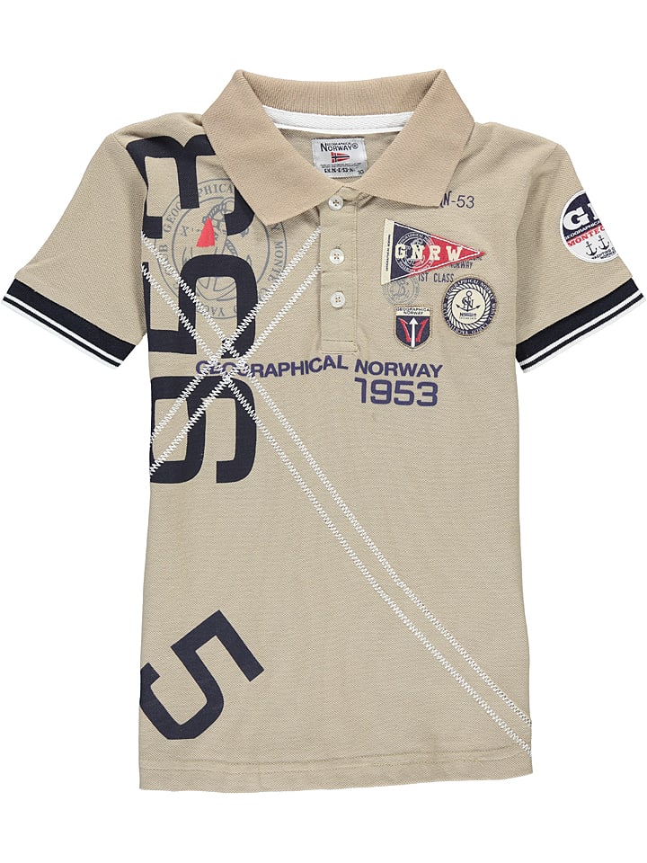 Geographical Norway Koszulka polo w kolorze beżowym rozmiar: 140