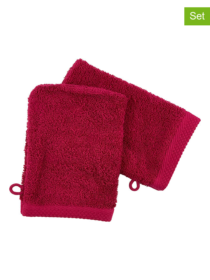 Soft by Perle de Coton Myjki (2 szt.) "Epo" w kolorze jagodowym rozmiar: 16x21 cm