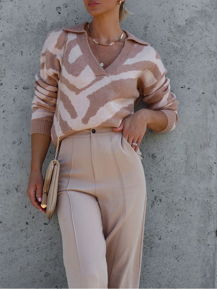 Milan Kiss Sweter w kolorze jasnobrązowo-kremowym rozmiar: S