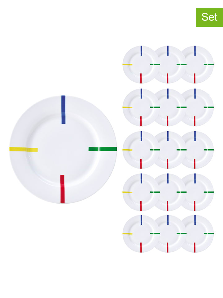 Benetton Talerze obiadowe (16 szt.) w kolorze białym ze wzorem - Ø 26,8 cm rozmiar: onesize