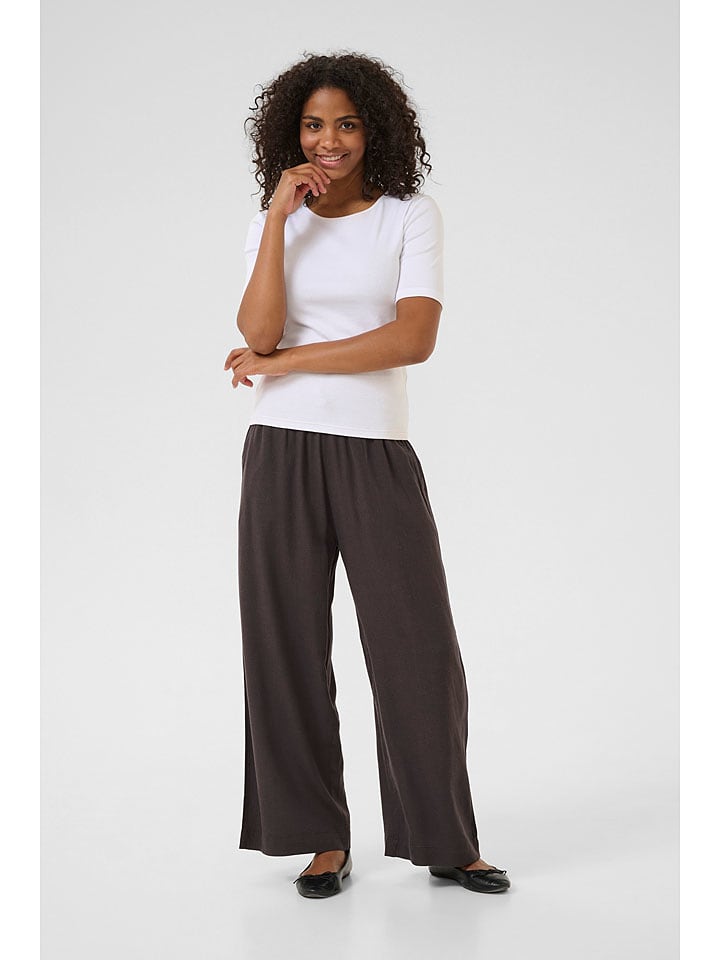Kaffe Spodnie "Milia" w kolorze ciemnobrązowym rozmiar: 38