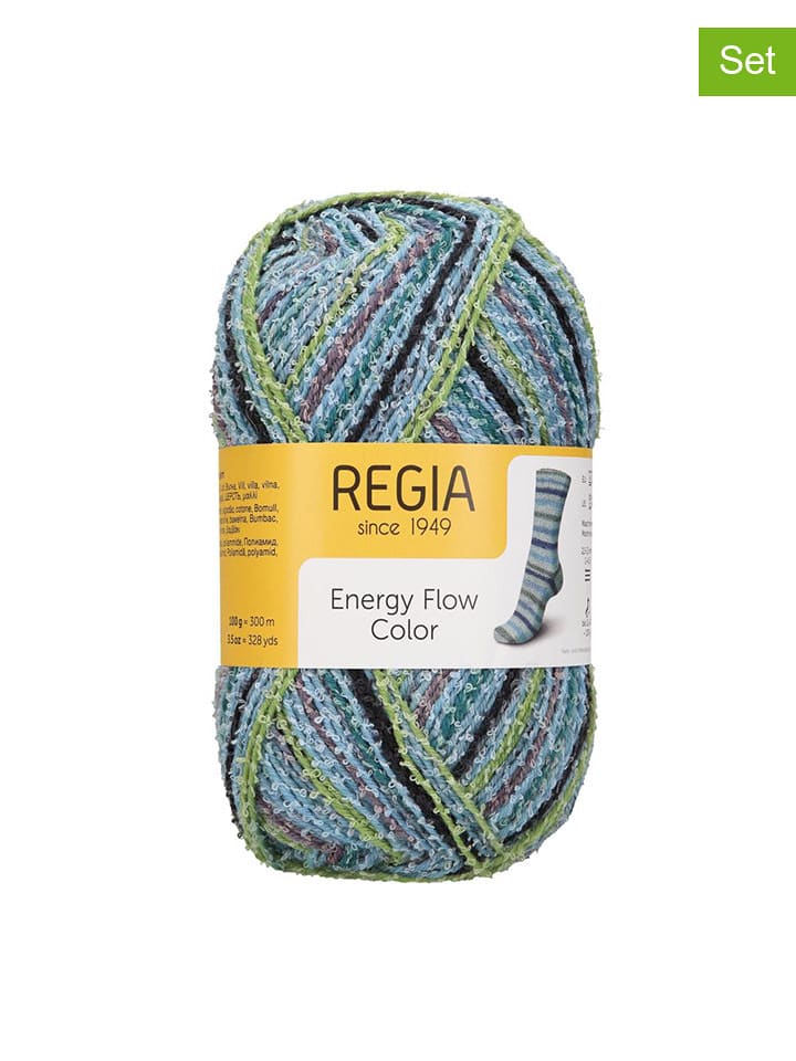 Regia Przędza mieszana (5 szt.) w kolorze niebiesko-zielonym - 5 x 100 g rozmiar: onesize