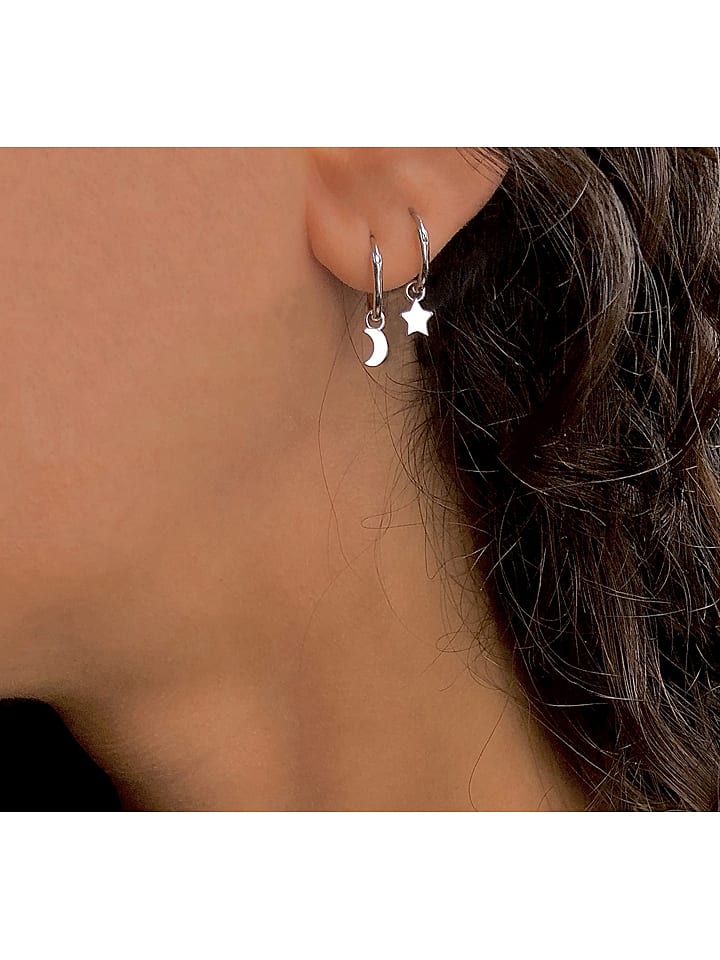 Les Petites Précieuses Srebrne kolczyki-kreole rozmiar: onesize