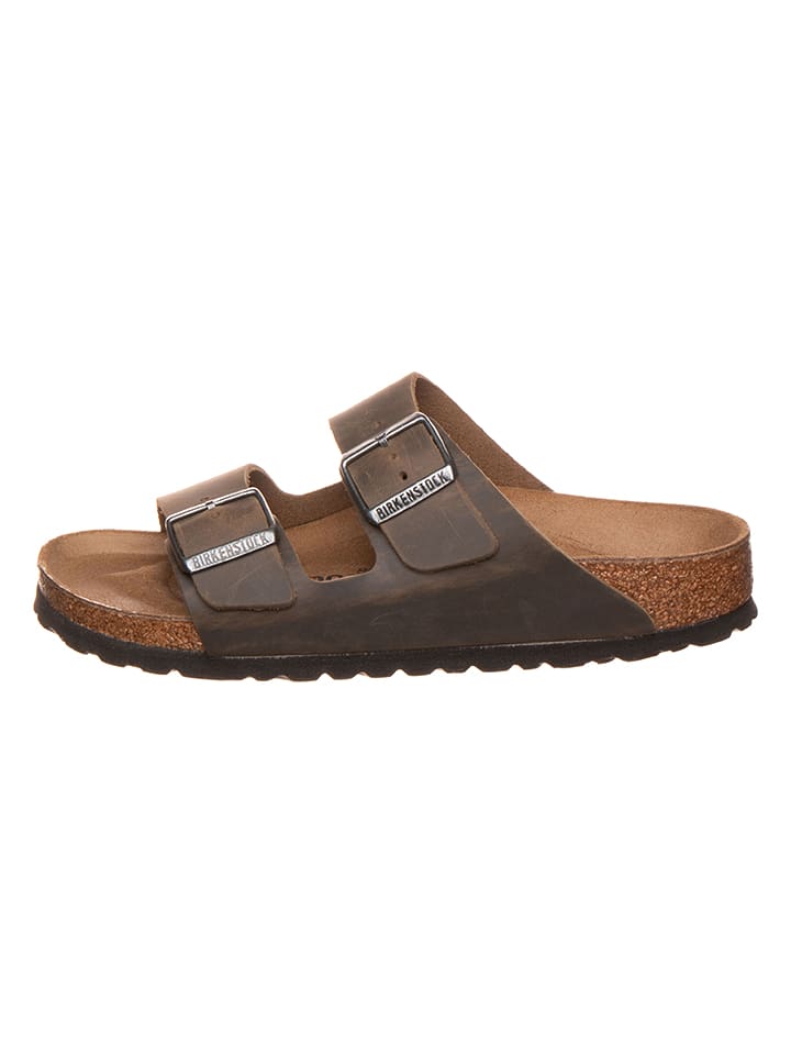 Birkenstock Skórzane klapki "Arizona" w kolorze khaki rozmiar: 41