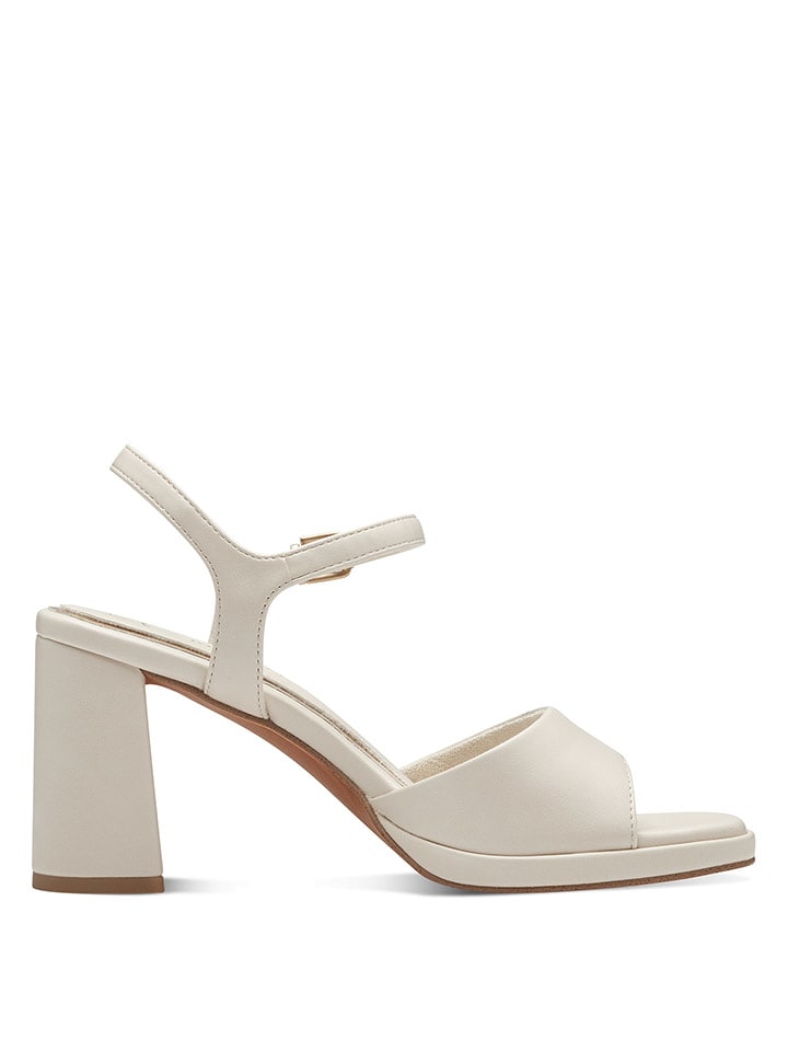 Marco Tozzi Sandały w kolorze białym na obcasie rozmiar: 37