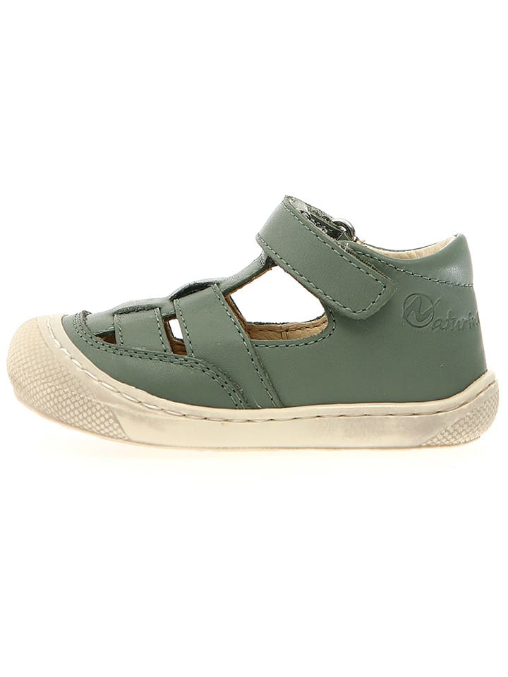 Naturino Skórzane półsandały "Wad" w kolorze zielonym rozmiar: 24