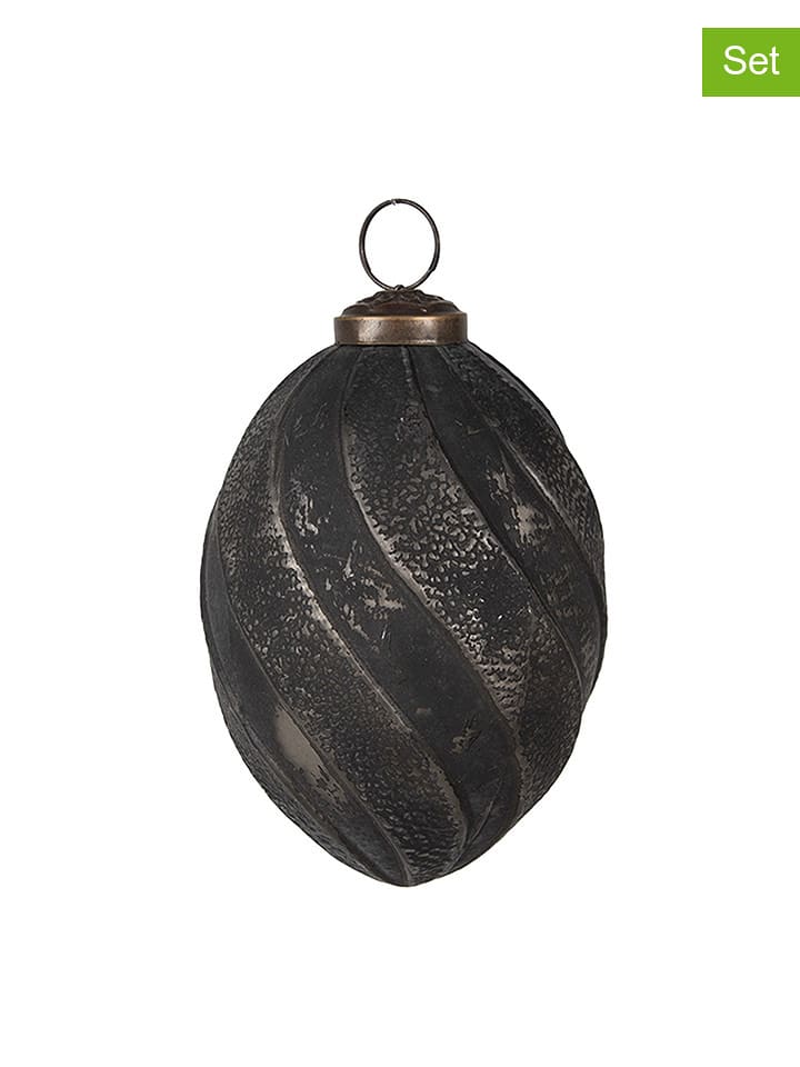 Clayre & Eef Bombki (2 szt.) w kolorze czarnym - wys. 11 x Ø 7 cm rozmiar: onesize