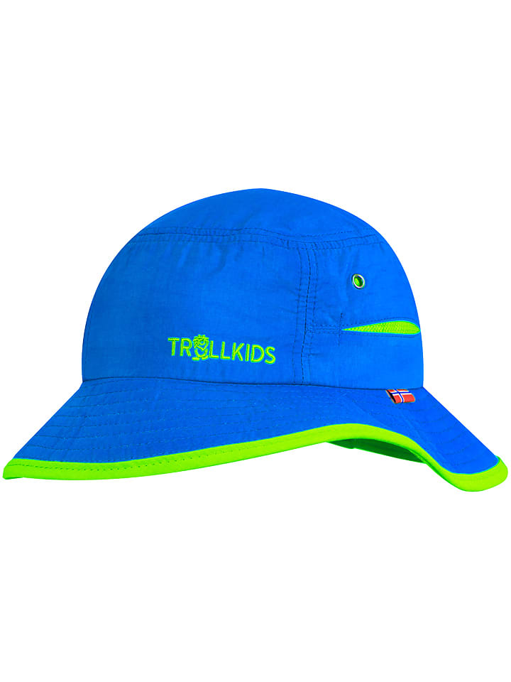 Trollkids Kapelusz przeciwsłoneczny "Trollfjord" w kolorze niebiesko-jasnozielonym rozmiar: 48-52 cm