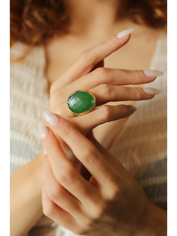 Pierres delicates Pozłacany pierścionek z tygrysim okiem rozmiar: onesize