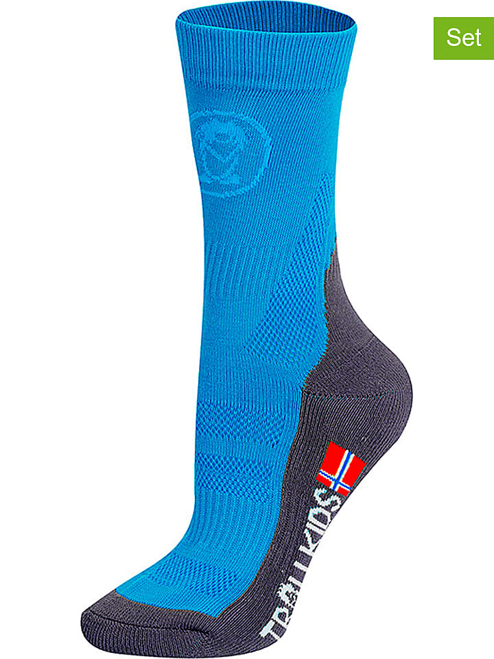 Trollkids Skarpety trekkingowe (2 pary) "Mid Cut Socks II" w kolorze niebieskim rozmiar: 31-34