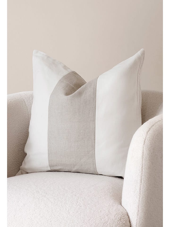 Zelected by Houze Poszewka "Elie" w kolorze szaro-białym na poduszkę - 50 x 50 cm rozmiar: onesize