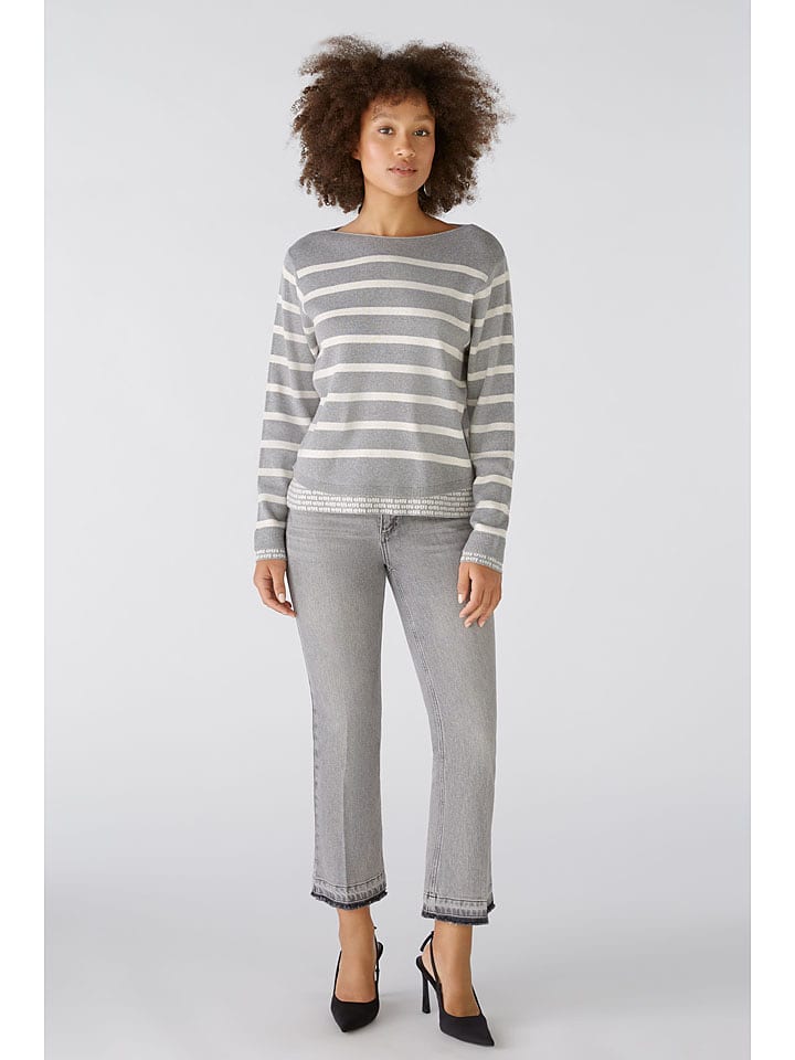 Oui Sweter w kolorze szaro-białym rozmiar: 44