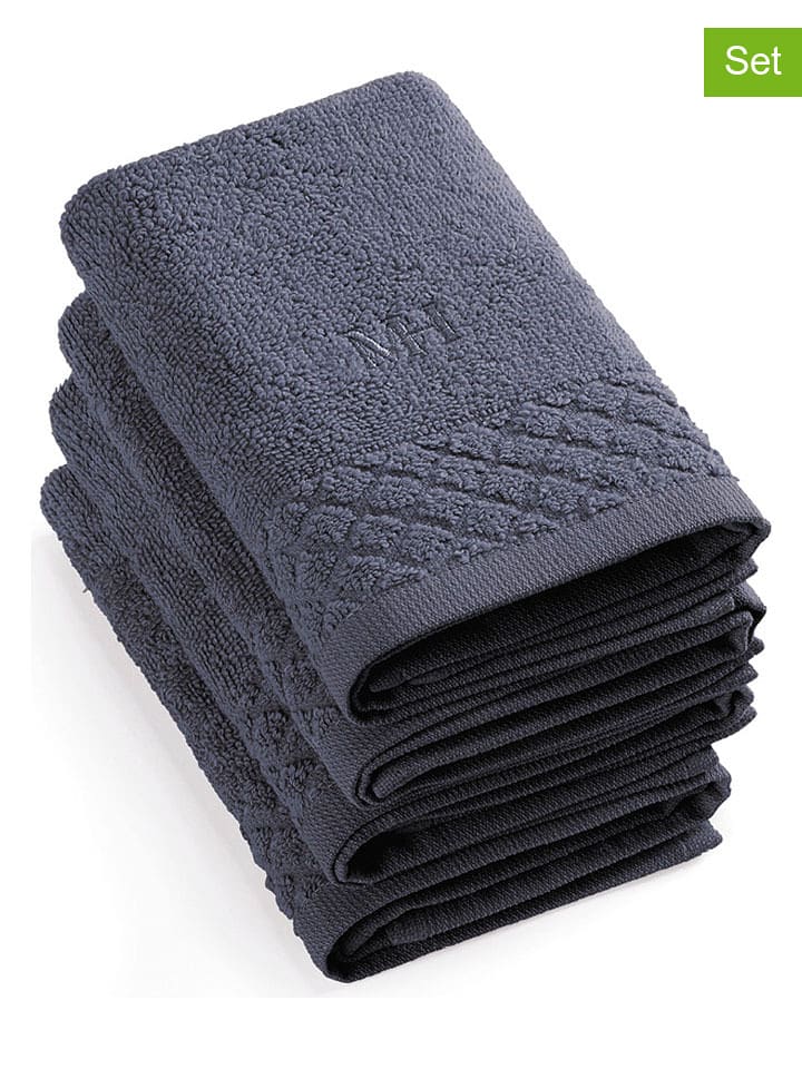 maison héritage PARIS Ręczniki (4 szt.) w kolorze niebieskoszarym dla gości rozmiar: 30x30 cm