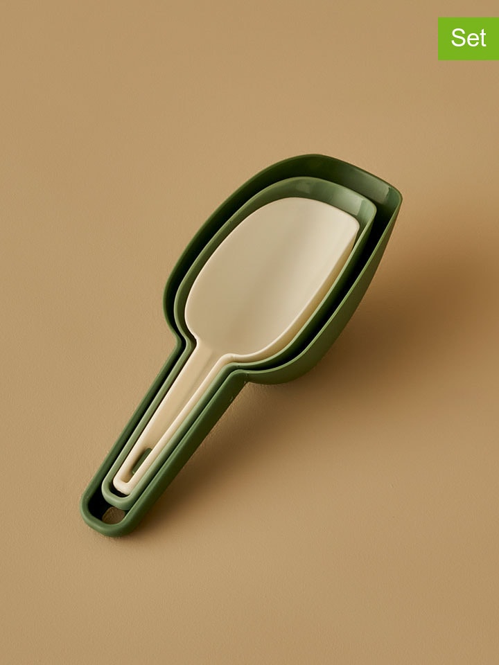 BELLA MAISON 3-częściowy zestaw miarek "Alvis" w kolorze zielono-beżowym rozmiar: onesize